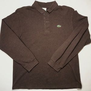 Lacoste Collared Long Sleeve Brown Polo SZ 5
